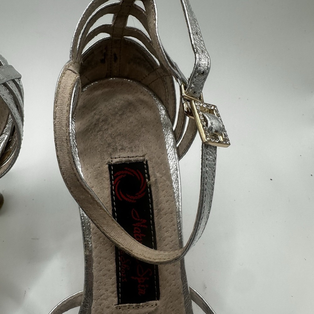 Natural Spin Strappy Tango Heels Dance Shoes Silver Women's Size 5.5 MSRP $106 - Picture 6 of 15